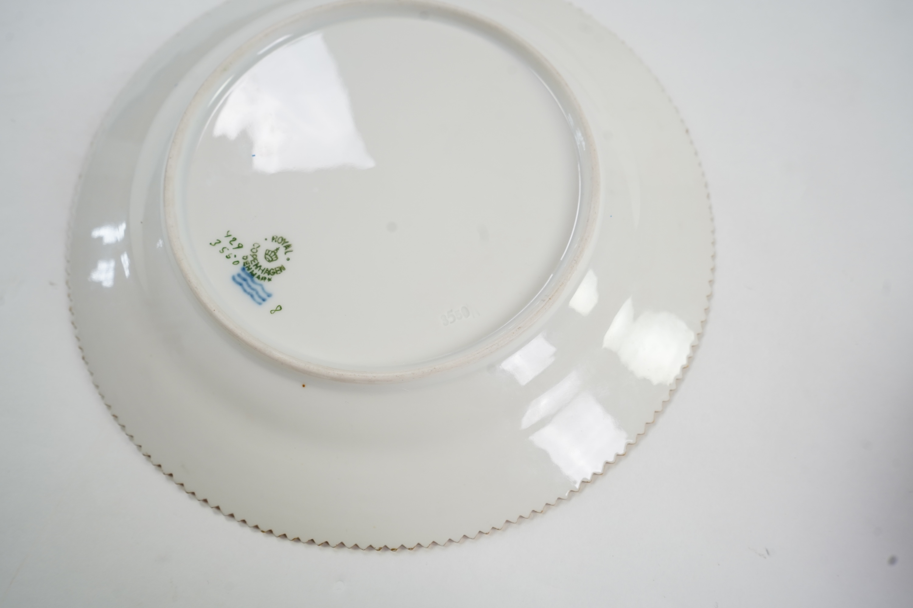 A set of six Royal Copenhagen 'Flora Danica' shape plates
